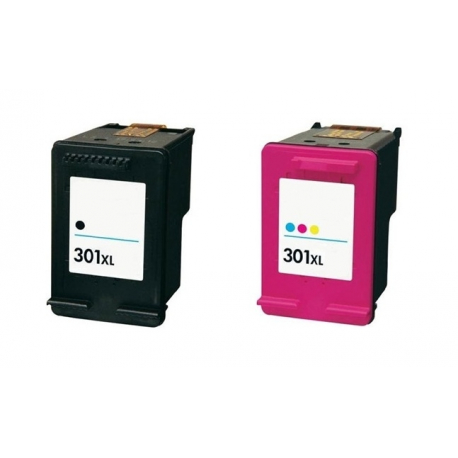 PACK X 2 HP 301XL NEGRO Y TRICOLOR CARTUCHOS DE TINTA COMPATIBLES (CH563EE) Y (CH564EE) 