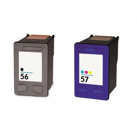 PACK HP 56/57 NEGRO Y TRICOLOR CARTUCHOS DE TINTA COMPATIBLES (C6656AE) Y (C6657AE)